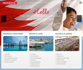 The homepage image of happiness from Bahrain.com, managed by the Bahrain Economic Development Board
